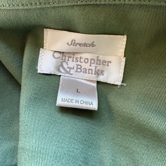Christopher & Banks pale green stretchy collared long sleeve button down jacket - Picture 9 of 12